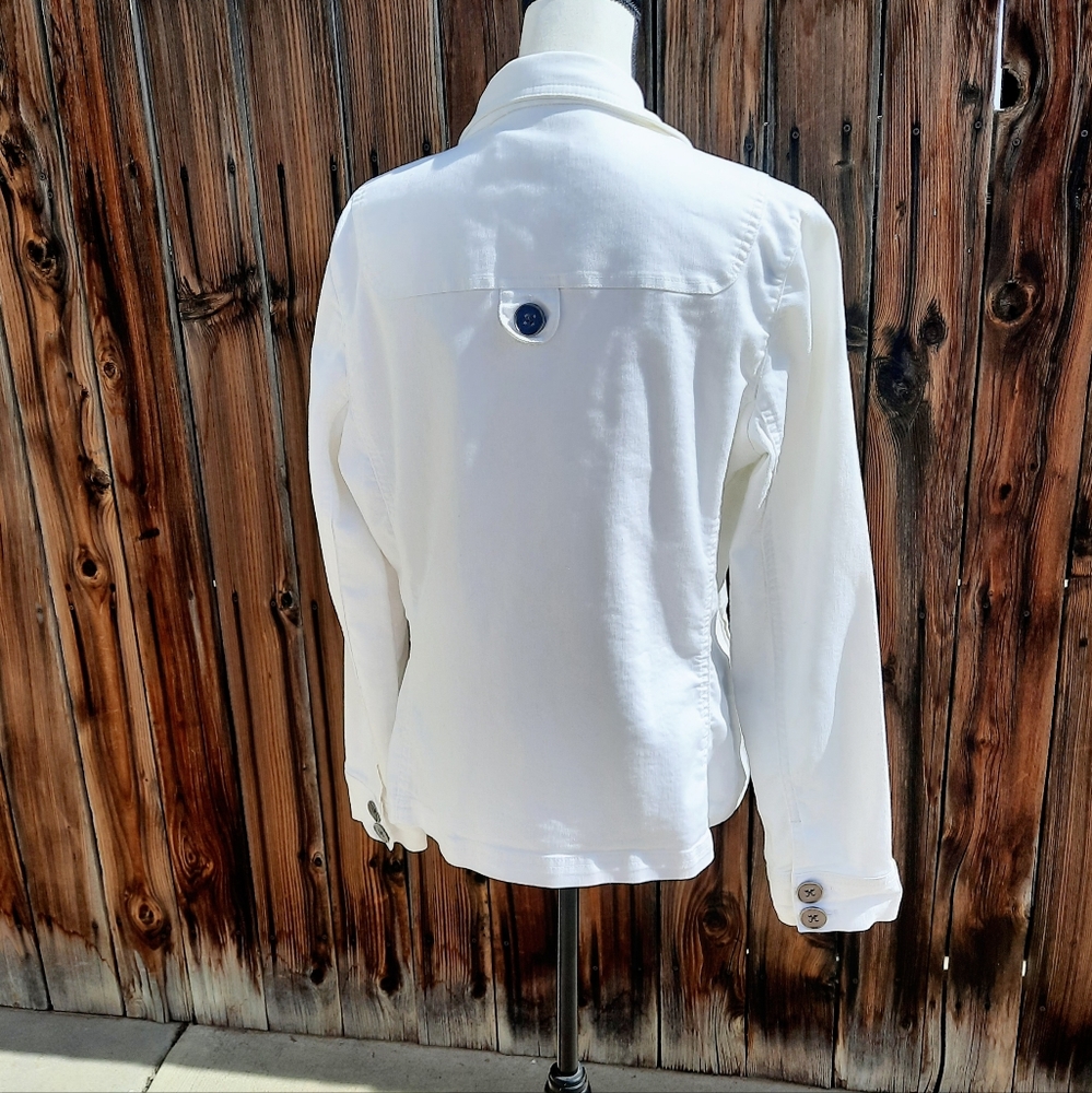 Prana White Lightweight Button Front Stretch Jack… - image 4